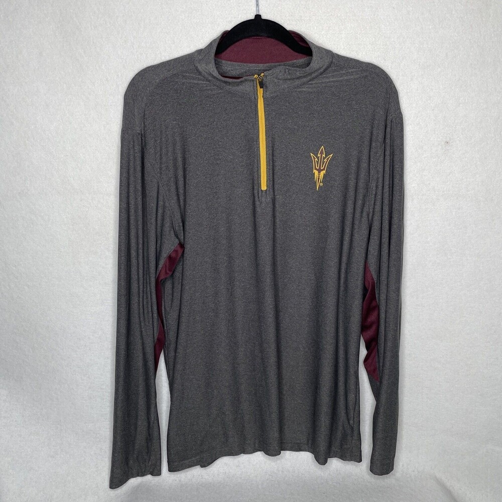 Colosseum Mens Arizona State  University Pullover 1/4 Zip Gray Size Large